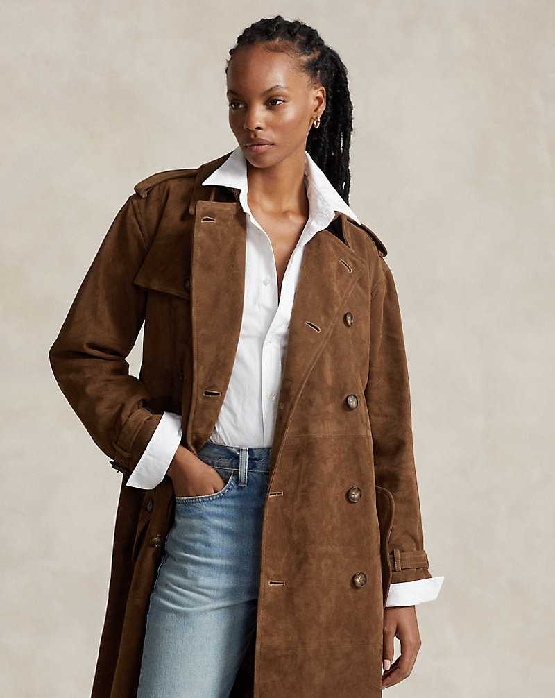 Abrigos Ralph Lauren Lambskin Suede Trench Mujer Cinnamon | CFPEWUZ-65 - vista 3
