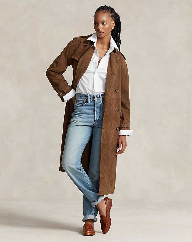 Abrigos Ralph Lauren Lambskin Suede Trench Mujer Cinnamon | CFPEWUZ-65 - vista 1