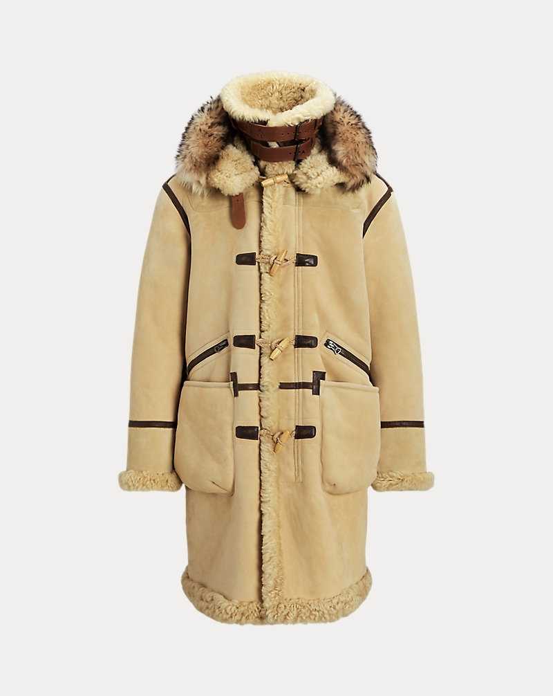 Abrigos Ralph Lauren Leather-Trim Shearling Toggle Hombre Creme | ELHCASU-69 - vista 2