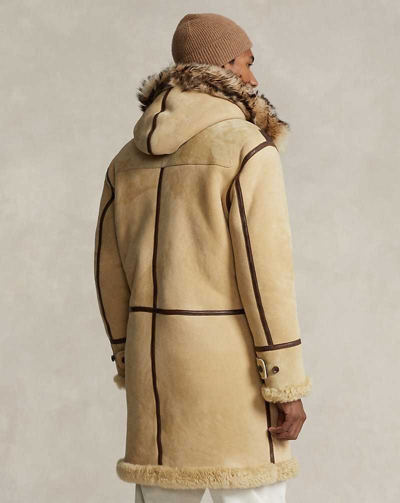 Abrigos Ralph Lauren Leather-Trim Shearling Toggle Hombre Creme | ELHCASU-69 - vista 4