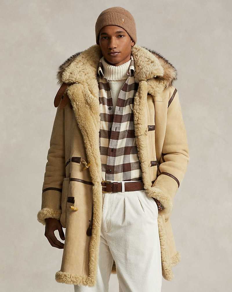 Abrigos Ralph Lauren Leather-Trim Shearling Toggle Hombre Creme | ELHCASU-69 - vista 1