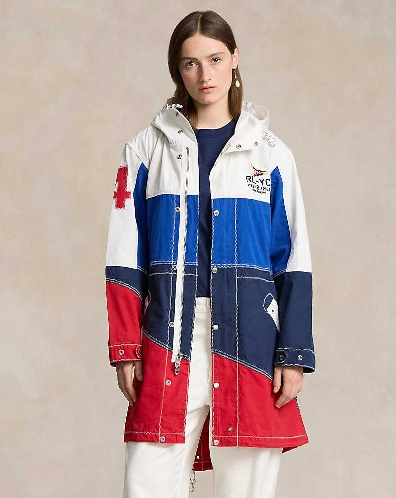 Abrigos Ralph Lauren Logo Embroidered Marsh Mujer Dkwsh Wht/Sap Str/Nwpt Nv | TPLHRKO-37 - vista 3