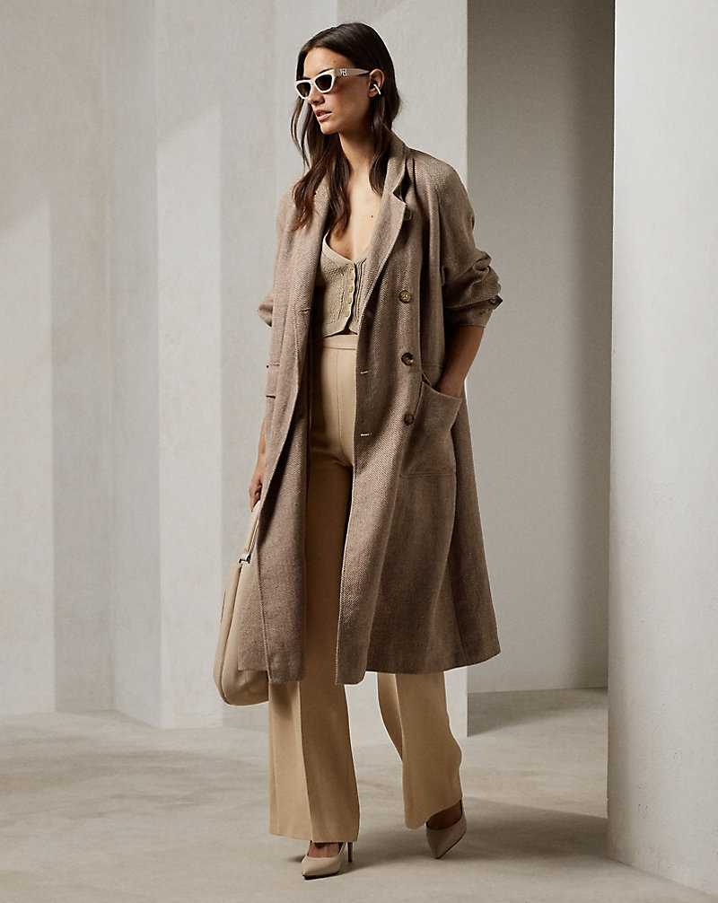 Abrigos Ralph Lauren Lucian Textured Linen Herringbone Mujer Cream/Mocha | BCPSFIO-38 - vista 1
