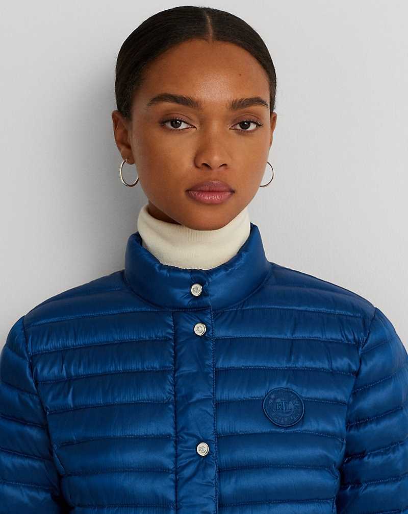 Abrigos Ralph Lauren Metallic Mockneck Down Mujer Azules | STYQORZ-49 - vista 5