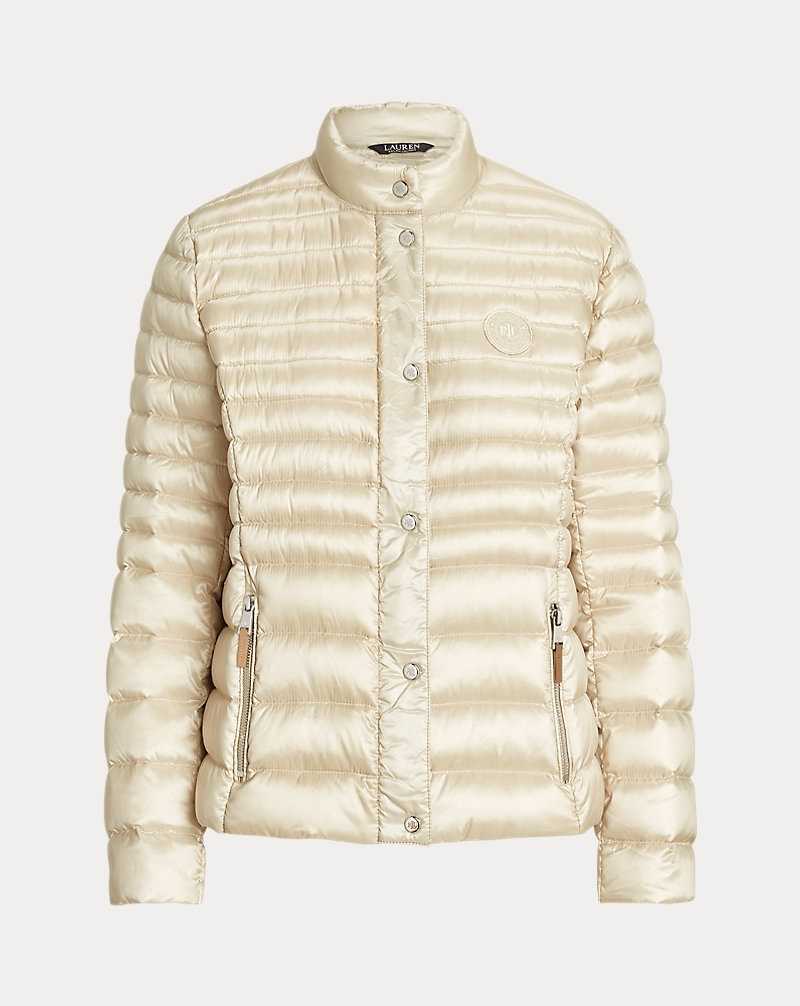 Abrigos Ralph Lauren Metallic Mockneck Down Mujer Explorer Sand | RNWTDUA-85 - vista 2