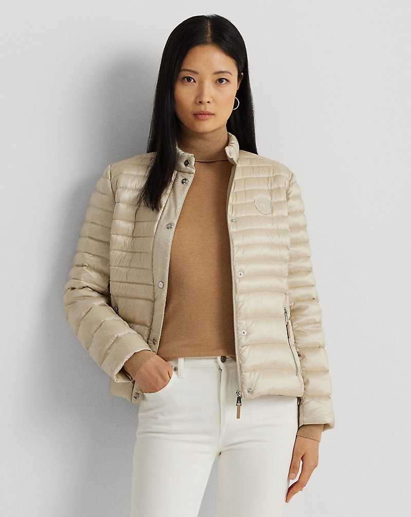 Abrigos Ralph Lauren Metallic Mockneck Down Mujer Explorer Sand | RNWTDUA-85 - vista 1