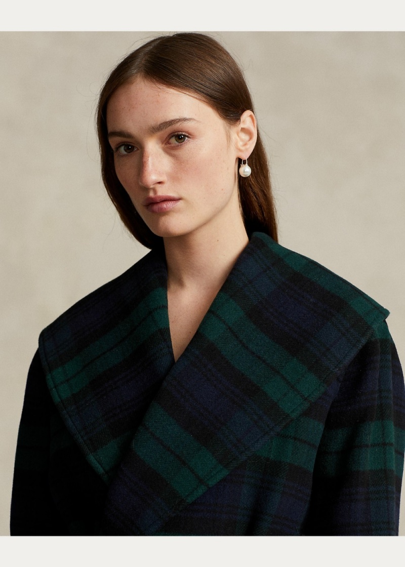 Abrigos Plaid Lana-Blend Twill Wrap Mujer Multicolor | DLGO30925 - vista 2