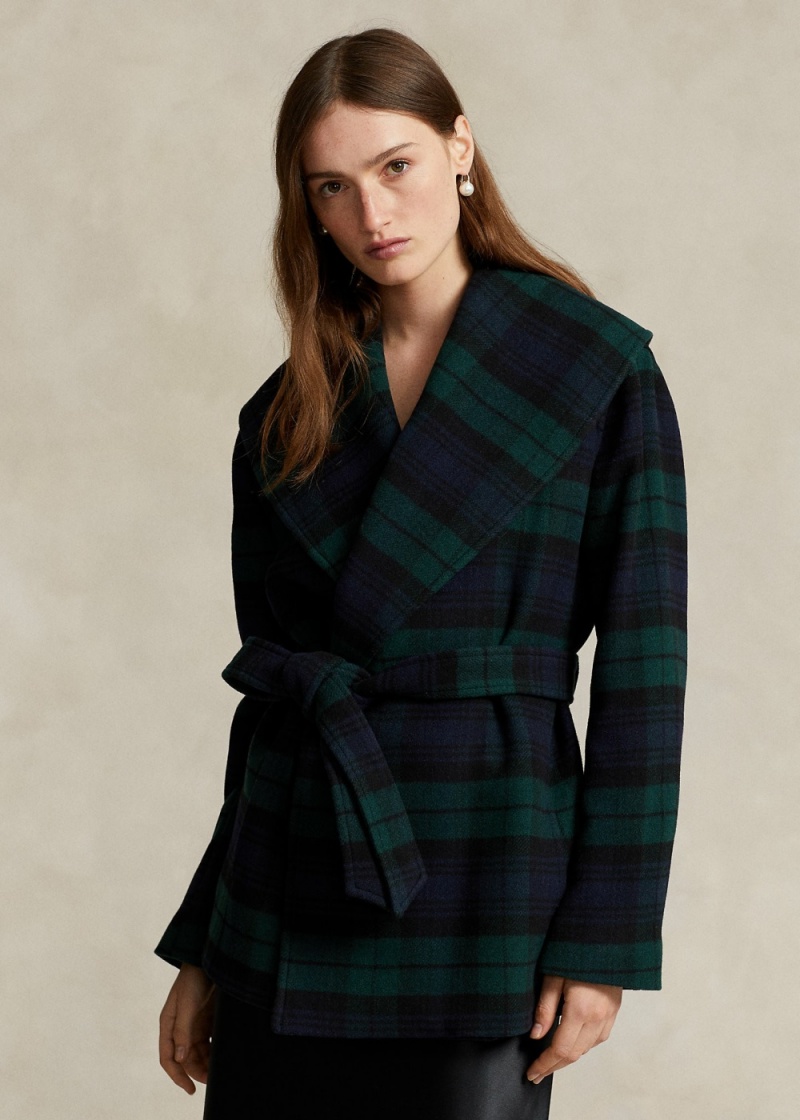 Abrigos Plaid Lana-Blend Twill Wrap Mujer Multicolor | DLGO30925 - vista 1