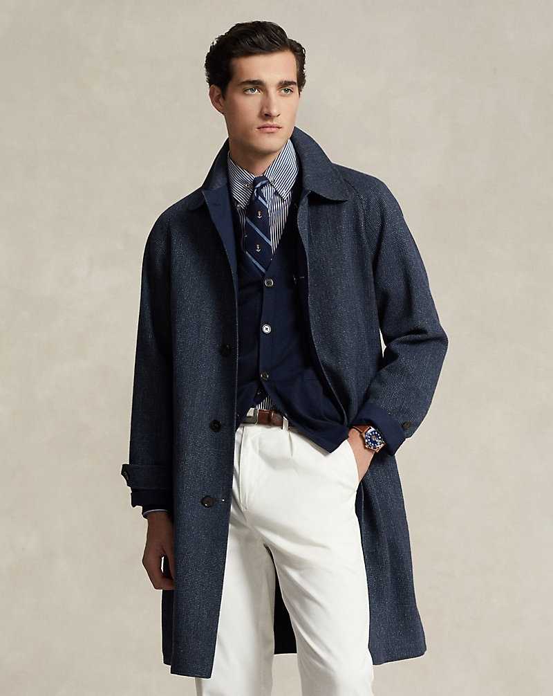 Abrigos Ralph Lauren Reversible Tweed-Poplin Balmacaan Hombre Navy/Blue Multi | HKXPSNI-23 - vista 3