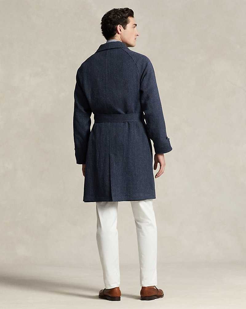 Abrigos Ralph Lauren Reversible Tweed-Poplin Balmacaan Hombre Navy/Blue Multi | HKXPSNI-23 - vista 4