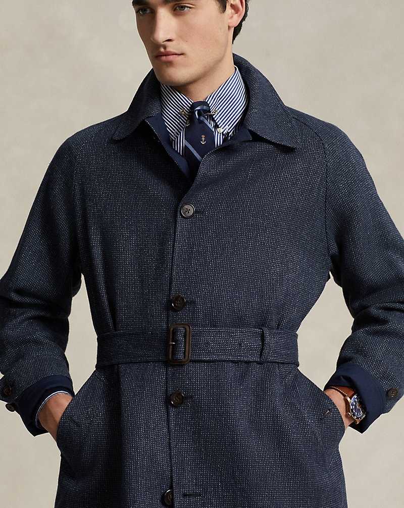 Abrigos Ralph Lauren Reversible Tweed-Poplin Balmacaan Hombre Navy/Blue Multi | HKXPSNI-23 - vista 5