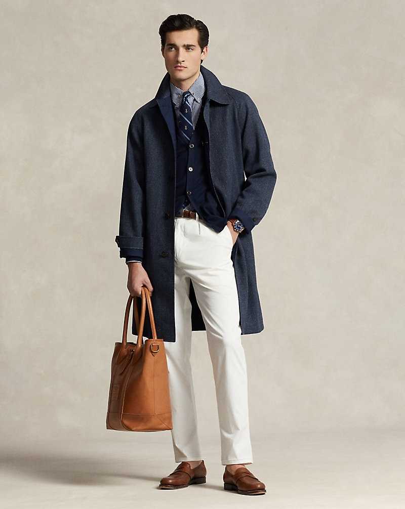 Abrigos Ralph Lauren Reversible Tweed-Poplin Balmacaan Hombre Navy/Blue Multi | HKXPSNI-23 - vista 1