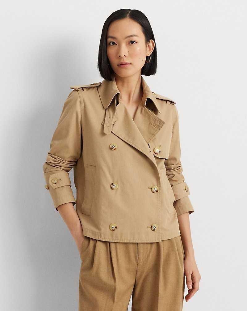 Abrigos Ralph Lauren Short Double-Breasted Twill Trench Mujer Birch Tan | ITDGSAM-30 - vista 1