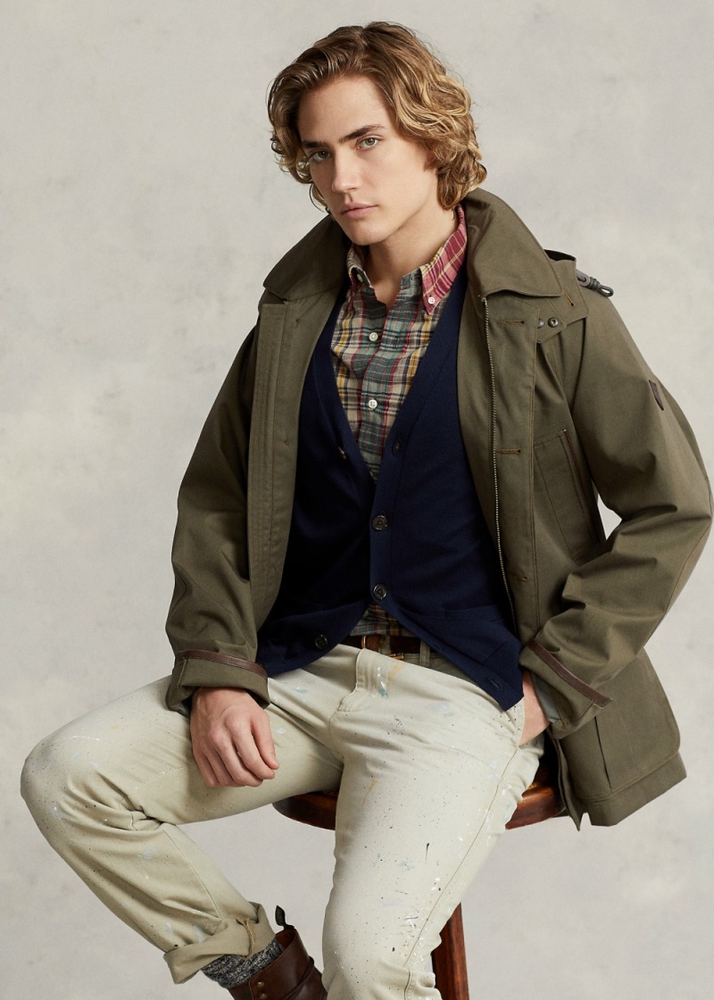 Abrigos Twill Encapuchado Car Hombre Verde Oliva | FSOV57349 - vista 1
