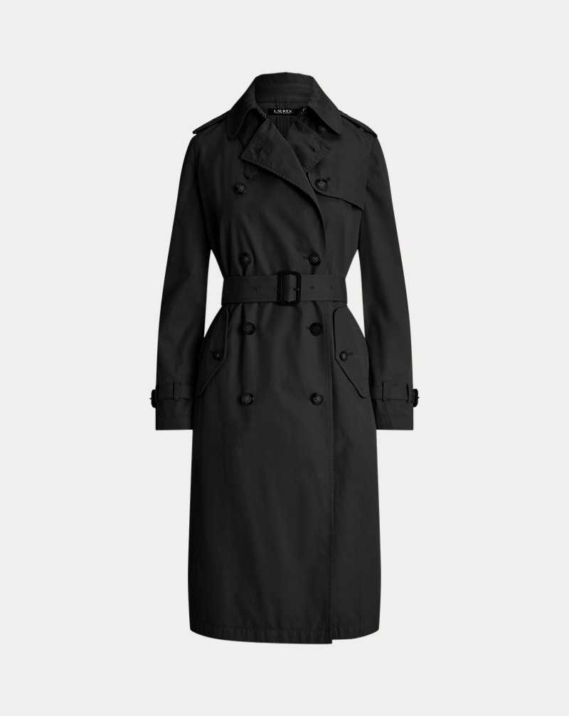 Abrigos Ralph Lauren Water-Repellent Belted Twill Trench Mujer Negros | OYJURIA-85 - vista 2