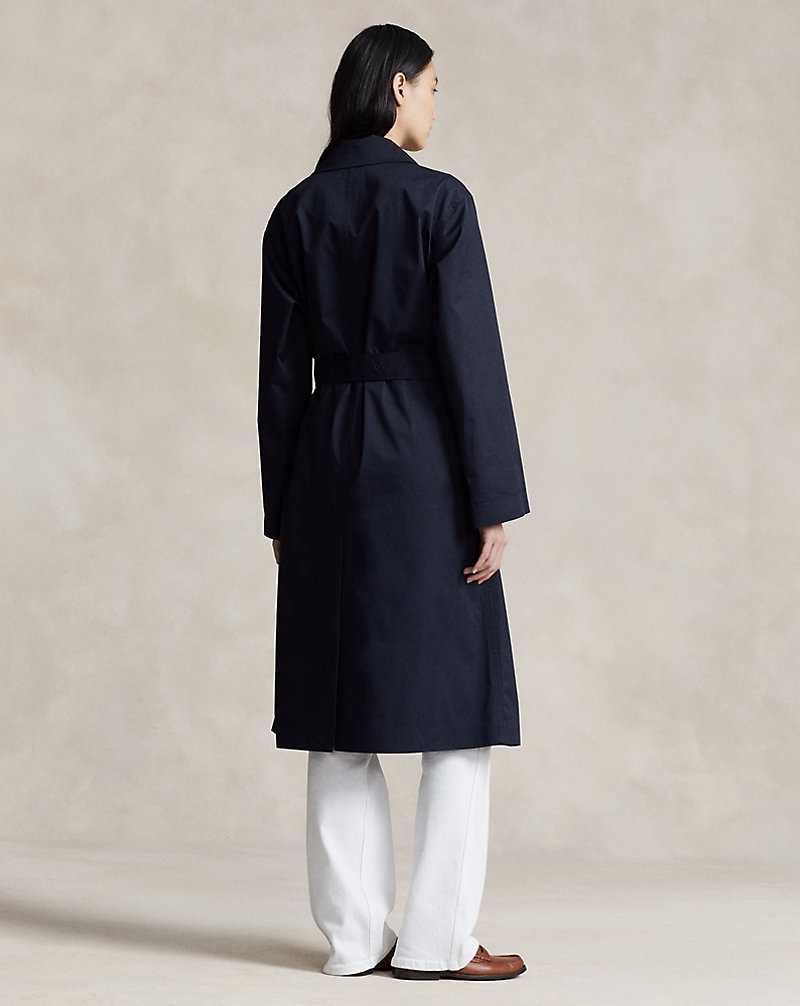 Abrigos Ralph Lauren Water-Resistant Twill Long Car Mujer Azul Marino | UDRFKAE-64 - vista 4