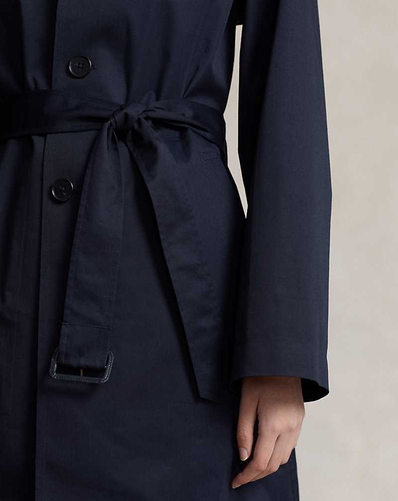Abrigos Ralph Lauren Water-Resistant Twill Long Car Mujer Azul Marino | UDRFKAE-64 - vista 5