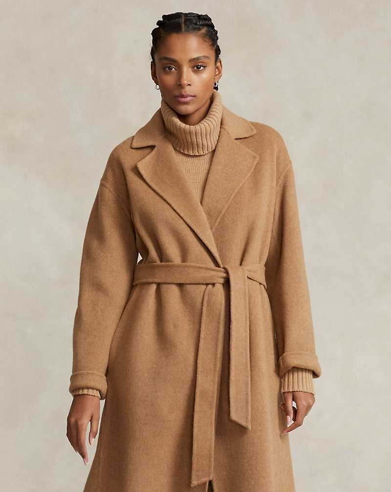 Abrigos Ralph Lauren Wool-Blend Wrap Mujer Camel Melange | MKCFOWY-29 - vista 3