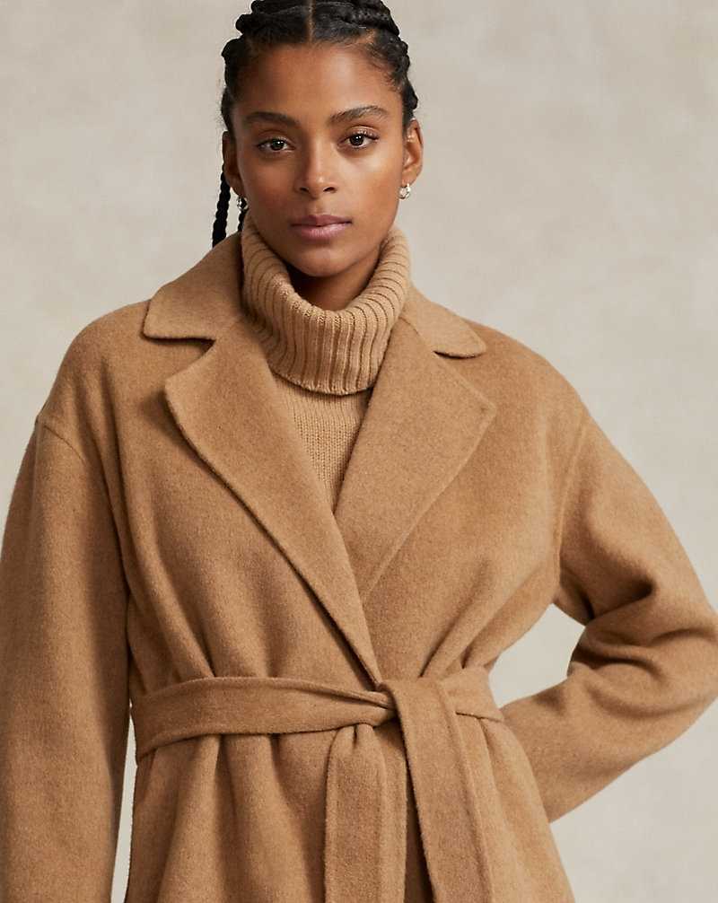 Abrigos Ralph Lauren Wool-Blend Wrap Mujer Camel Melange | MKCFOWY-29 - vista 5