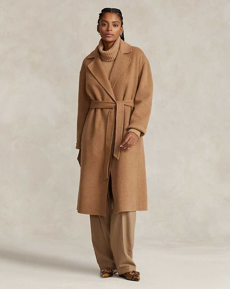 Abrigos Ralph Lauren Wool-Blend Wrap Mujer Camel Melange | MKCFOWY-29 - vista 1