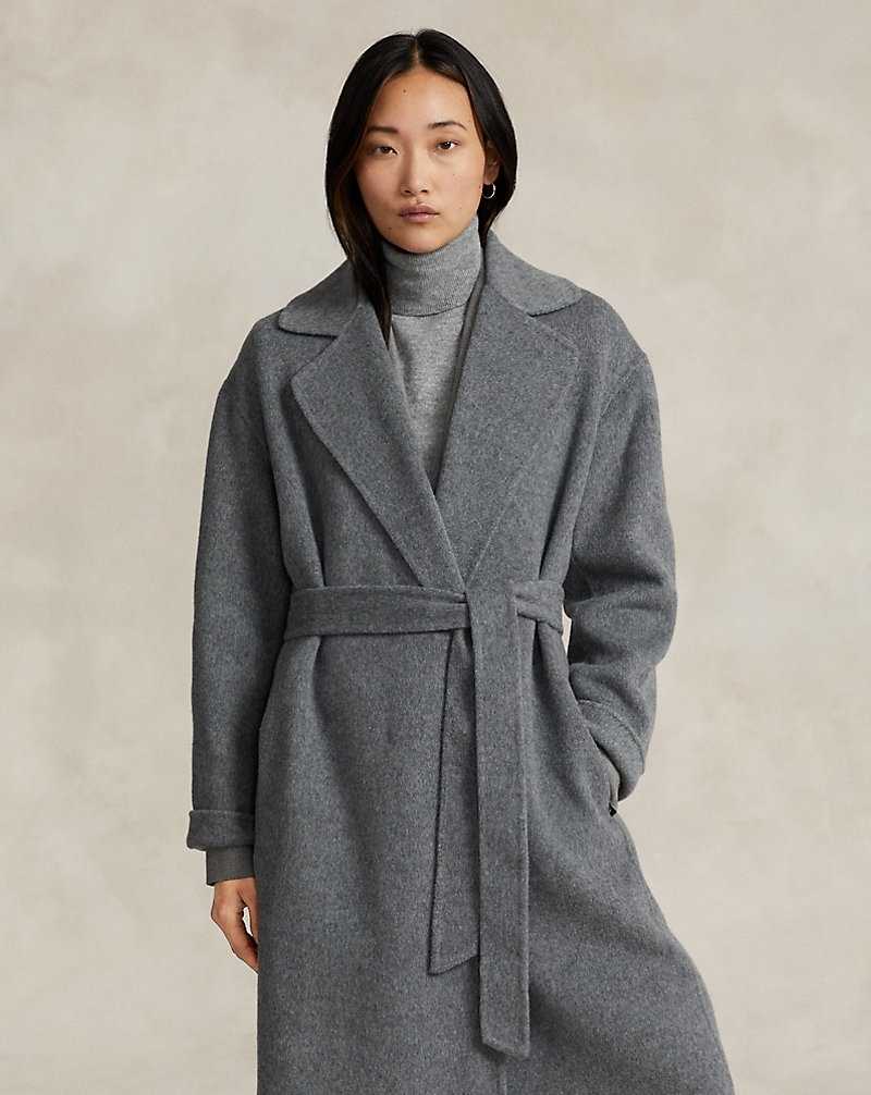 Abrigos Ralph Lauren Wool-Blend Wrap Mujer Grises | AWYQSVK-65 - vista 3