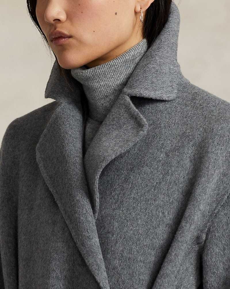 Abrigos Ralph Lauren Wool-Blend Wrap Mujer Grises | AWYQSVK-65 - vista 5