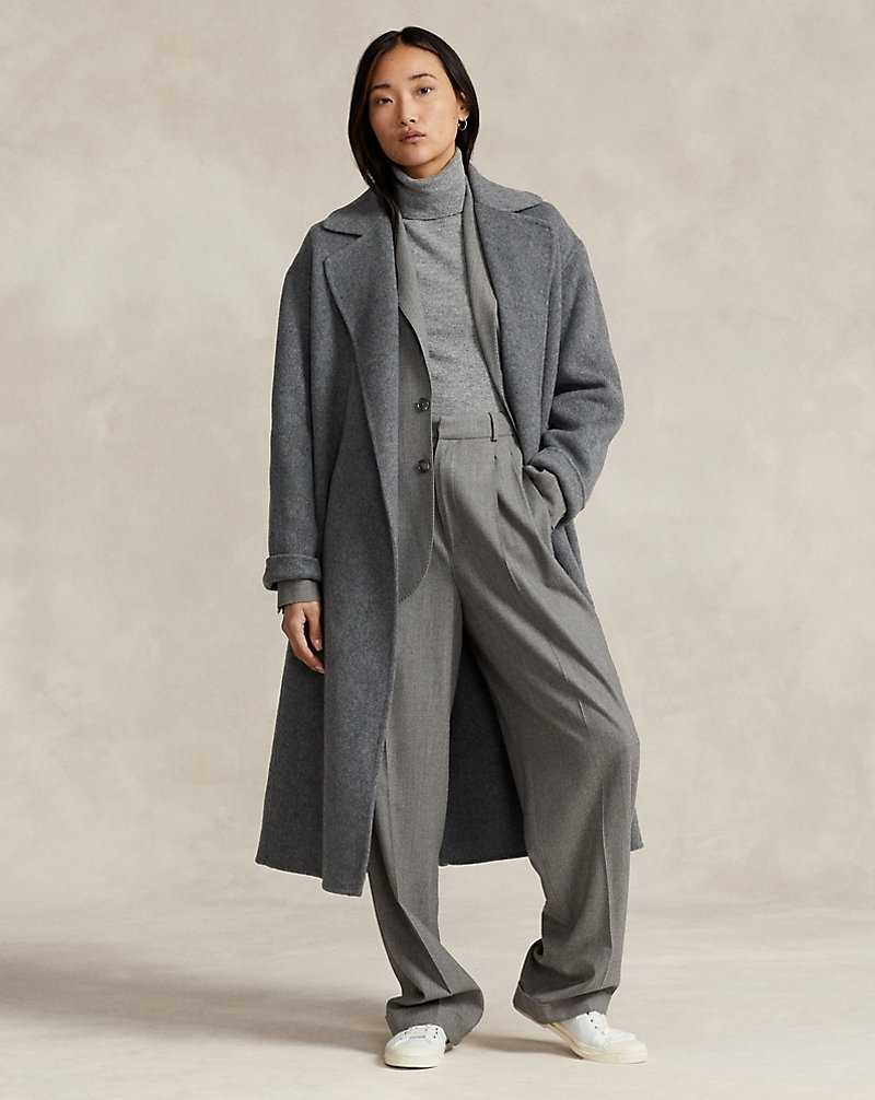 Abrigos Ralph Lauren Wool-Blend Wrap Mujer Grises | AWYQSVK-65 - vista 1