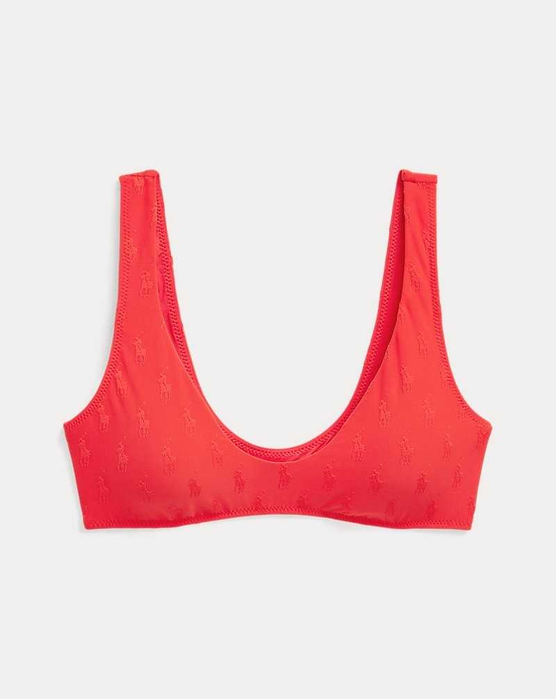 Arriba De Bikini Ralph Lauren Allover Pony Scoopneck Mujer Bright Hibiscus | ANJYLFZ-50 - vista 2