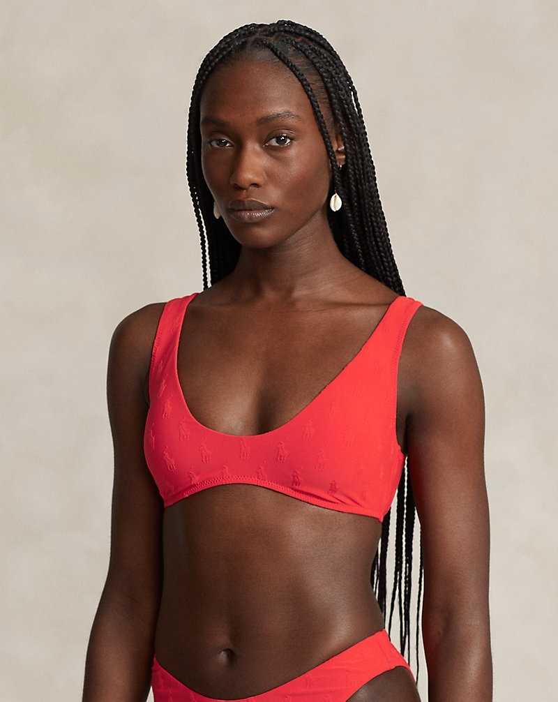 Arriba De Bikini Ralph Lauren Allover Pony Scoopneck Mujer Bright Hibiscus | ANJYLFZ-50 - vista 3