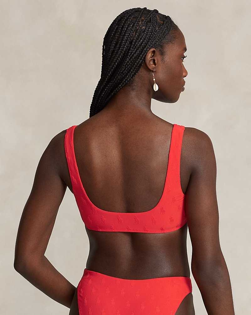 Arriba De Bikini Ralph Lauren Allover Pony Scoopneck Mujer Bright Hibiscus | ANJYLFZ-50 - vista 4
