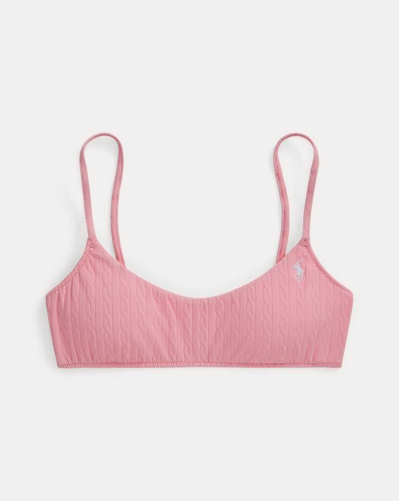 Arriba De Bikini Ralph Lauren Cable-Motif Bralette Mujer Flamingo | IZCQSRD-07 - vista 2
