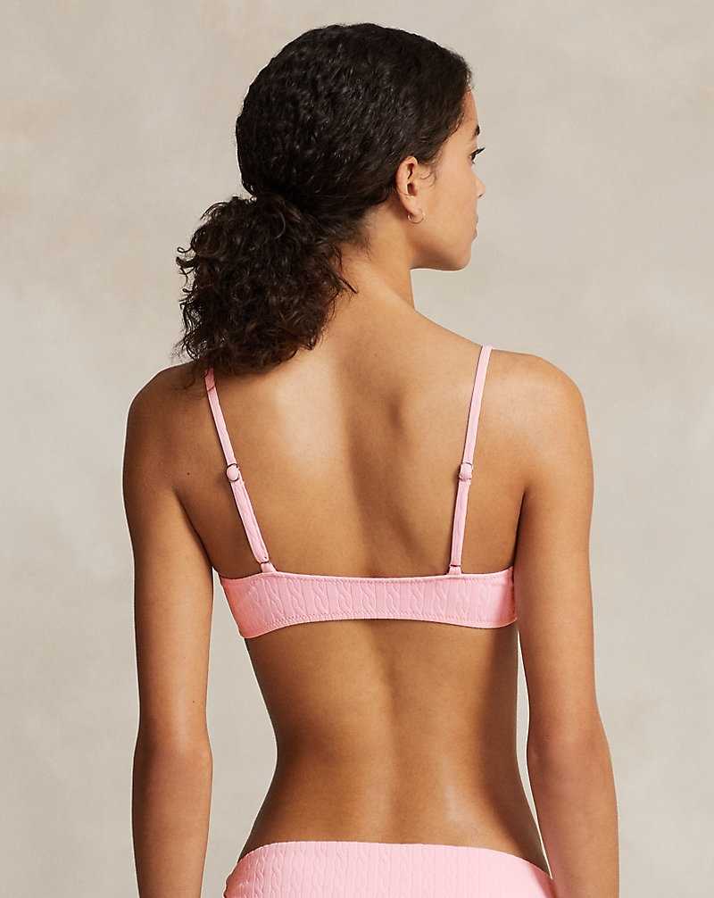 Arriba De Bikini Ralph Lauren Cable-Motif Bralette Mujer Flamingo | IZCQSRD-07 - vista 4