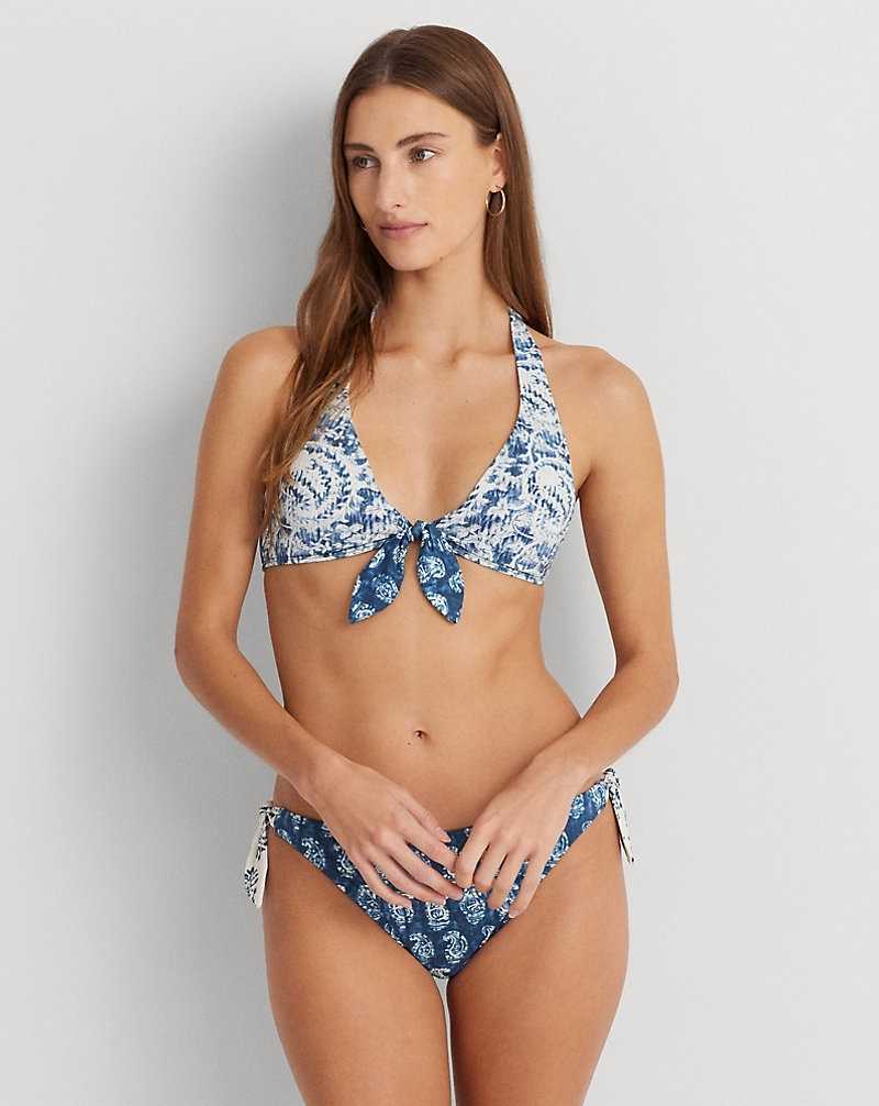 Arriba De Bikini Ralph Lauren Print Tie-Front Halter Mujer Multi | QMPDXWC-13 - vista 3