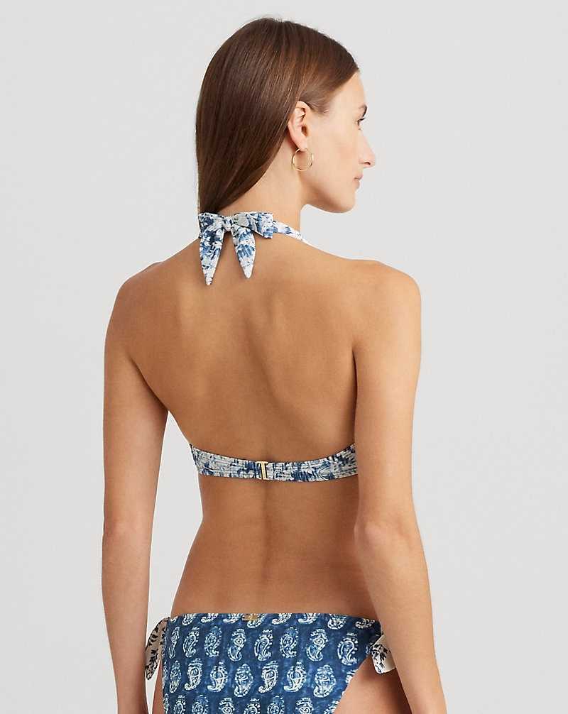 Arriba De Bikini Ralph Lauren Print Tie-Front Halter Mujer Multi | QMPDXWC-13 - vista 4