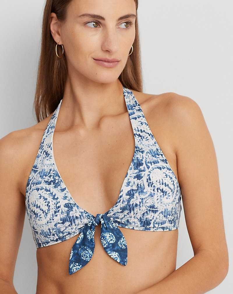 Arriba De Bikini Ralph Lauren Print Tie-Front Halter Mujer Multi | QMPDXWC-13 - vista 5