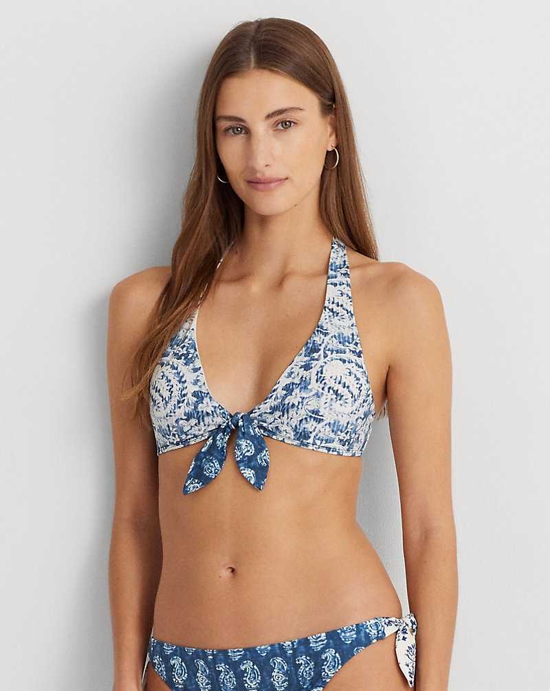 Arriba De Bikini Ralph Lauren Print Tie-Front Halter Mujer Multi | QMPDXWC-13 - vista 1