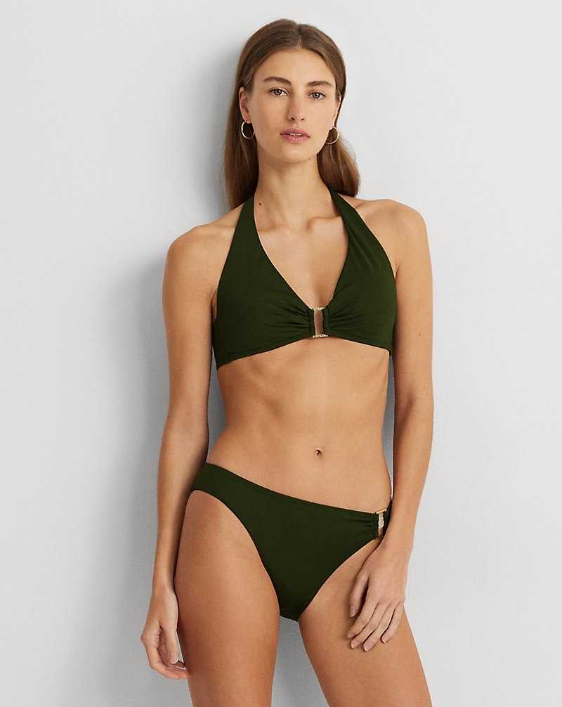 Arriba De Bikini Ralph Lauren Ring-Front Halter Mujer Verde Oliva | XHUGVSE-82 - vista 3