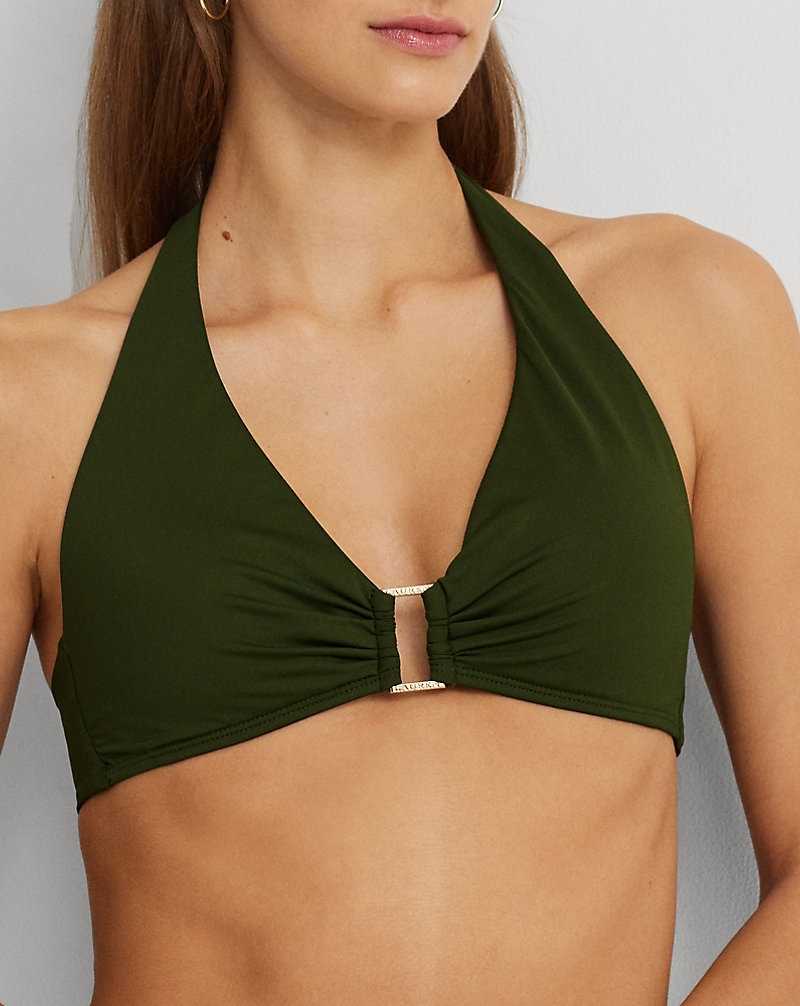 Arriba De Bikini Ralph Lauren Ring-Front Halter Mujer Verde Oliva | XHUGVSE-82 - vista 5