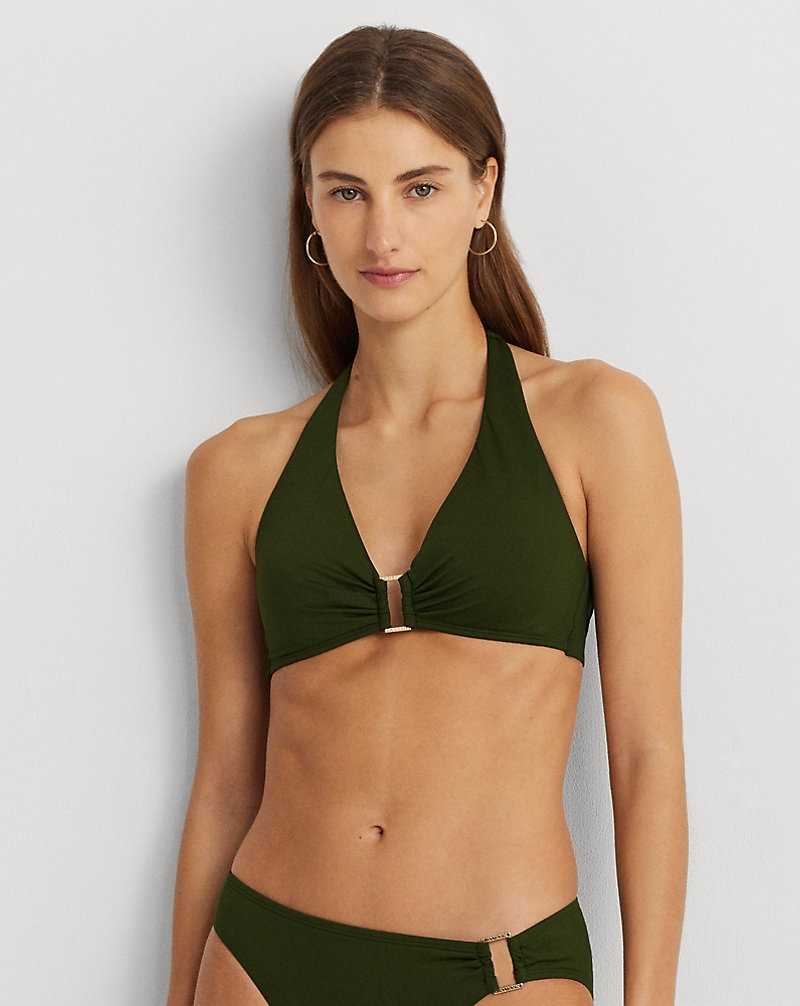 Arriba De Bikini Ralph Lauren Ring-Front Halter Mujer Verde Oliva | XHUGVSE-82 - vista 1