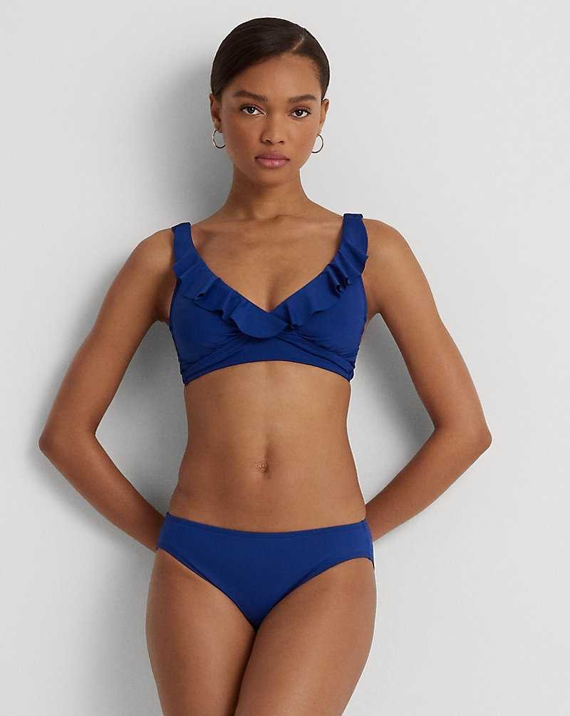 Arriba De Bikini Ralph Lauren Ruffle-Trim V-Neck Mujer Sapphire | ALSEJGB-14 - vista 3