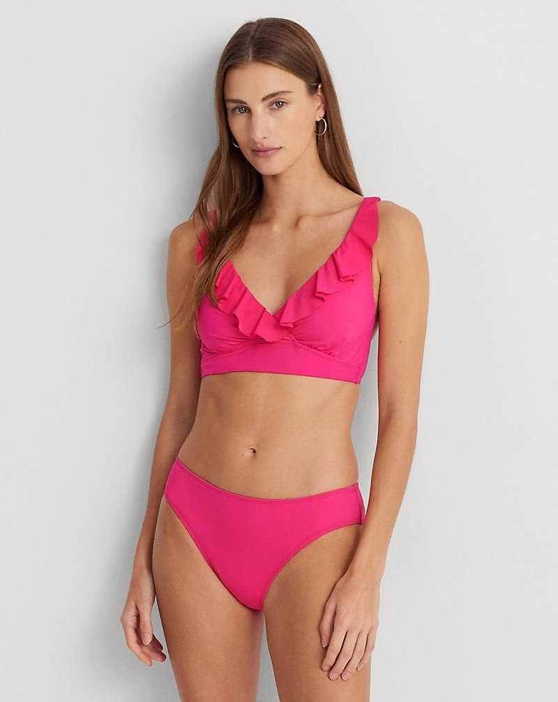 Arriba De Bikini Ralph Lauren Ruffle-Trim V-Neck Mujer Passionfruit | XIOCUYE-92 - vista 3