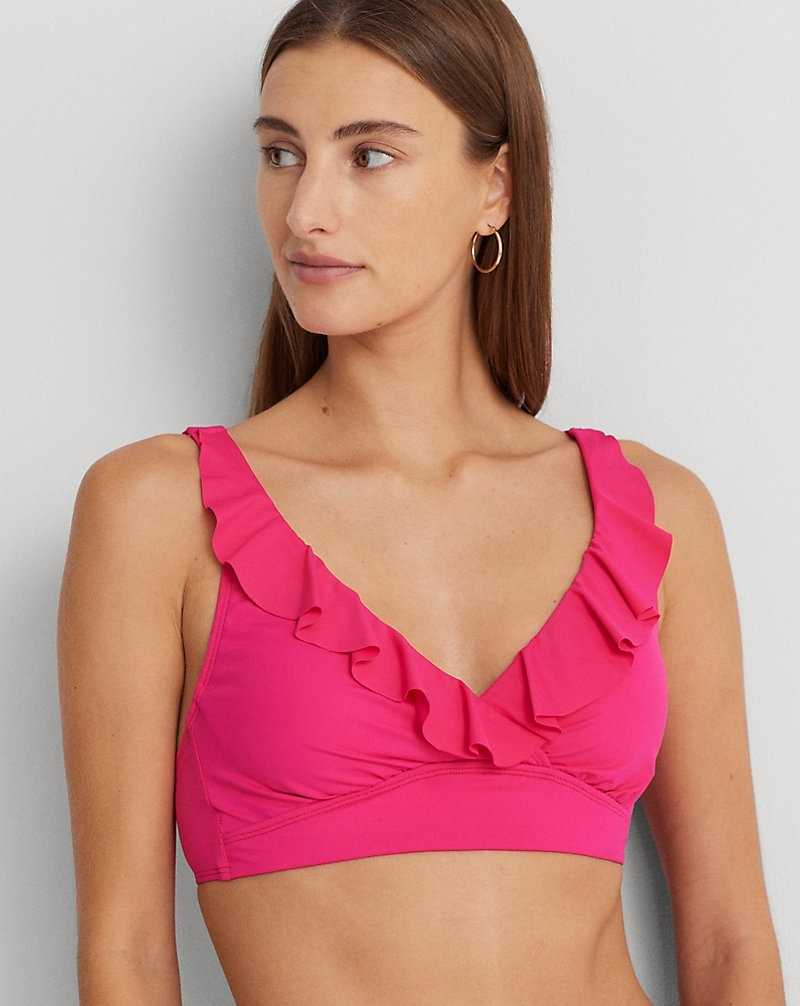 Arriba De Bikini Ralph Lauren Ruffle-Trim V-Neck Mujer Passionfruit | XIOCUYE-92 - vista 5