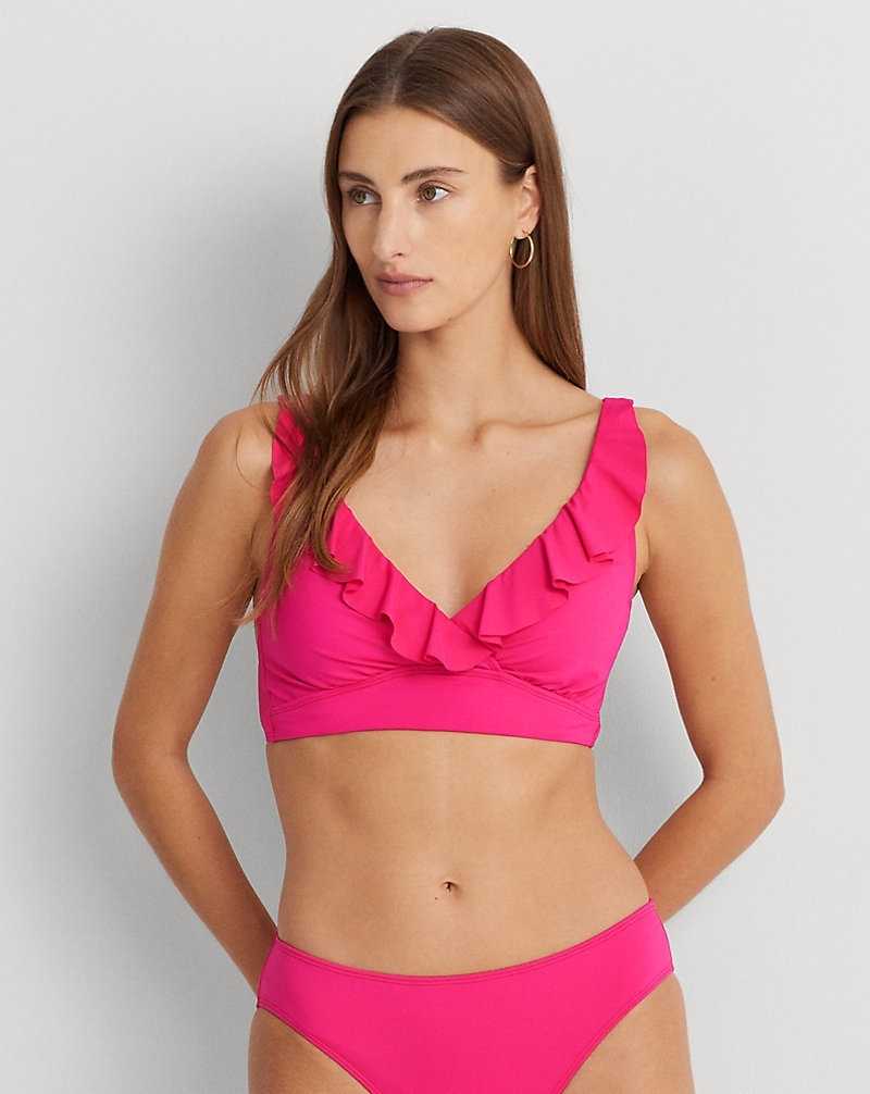 Arriba De Bikini Ralph Lauren Ruffle-Trim V-Neck Mujer Passionfruit | XIOCUYE-92 - vista 1
