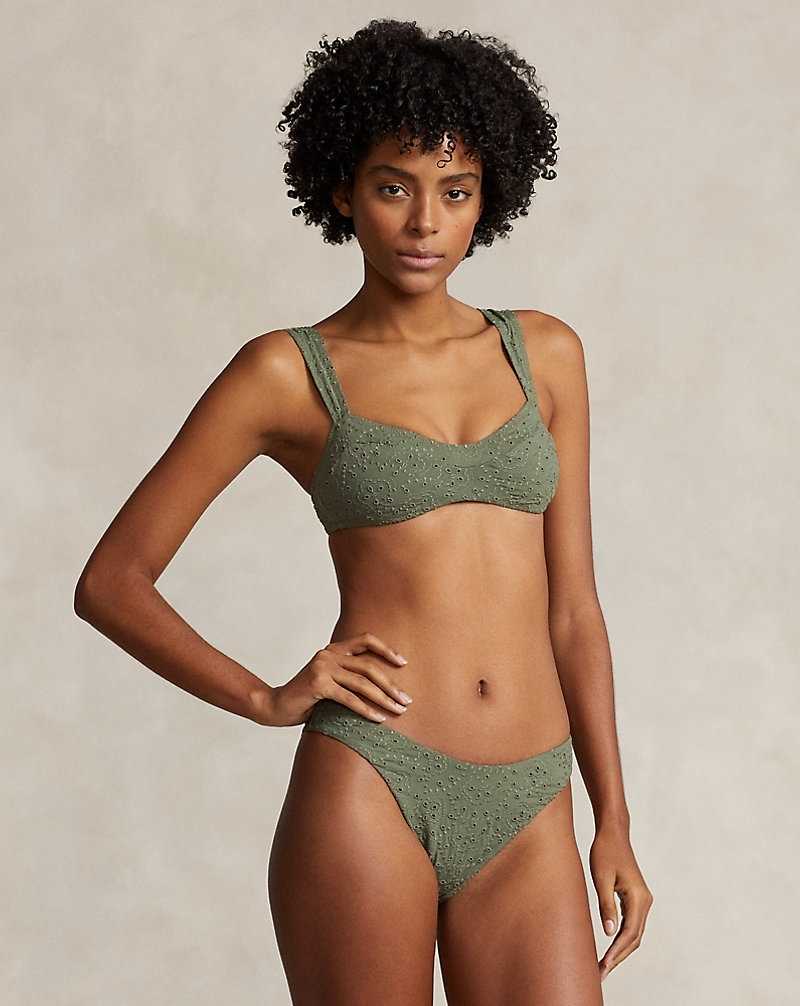 Arriba De Bikini Ralph Lauren Striped Pull-On Mujer Verde Oliva | SNYBXRT-12 - vista 3