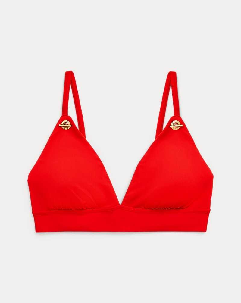 Arriba De Bikini Ralph Lauren Toggle V-Neck Mujer Rojos | YVOWXLH-86 - vista 2