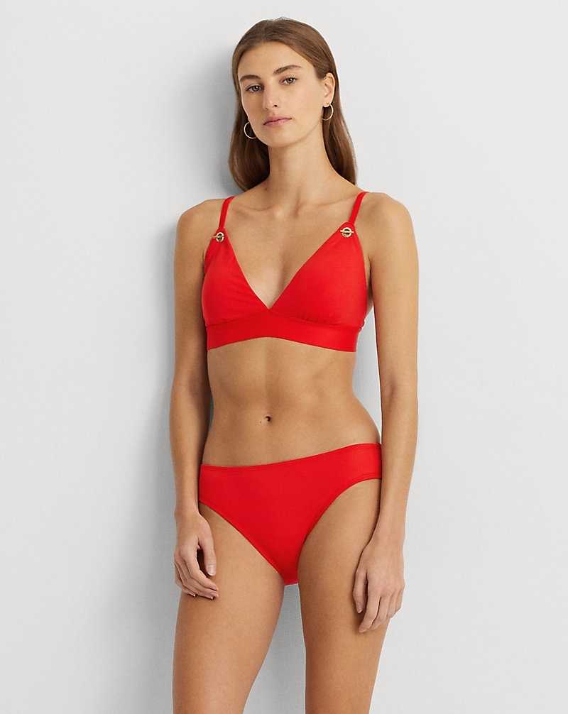 Arriba De Bikini Ralph Lauren Toggle V-Neck Mujer Rojos | YVOWXLH-86 - vista 3