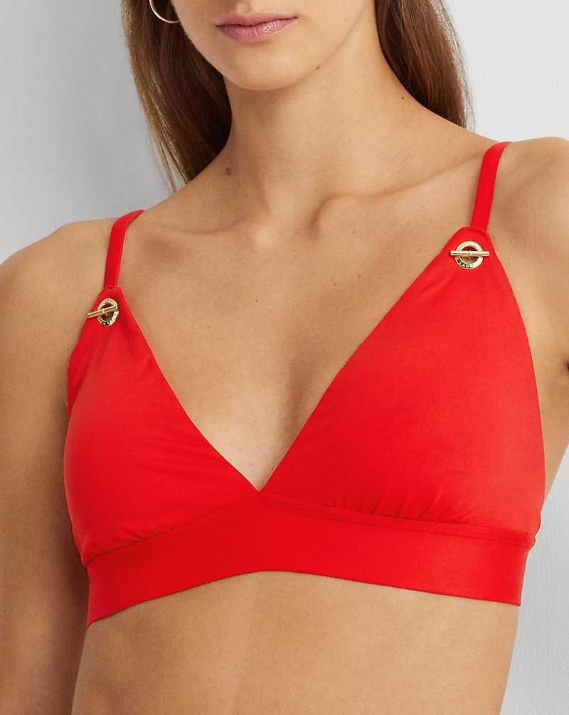 Arriba De Bikini Ralph Lauren Toggle V-Neck Mujer Rojos | YVOWXLH-86 - vista 5