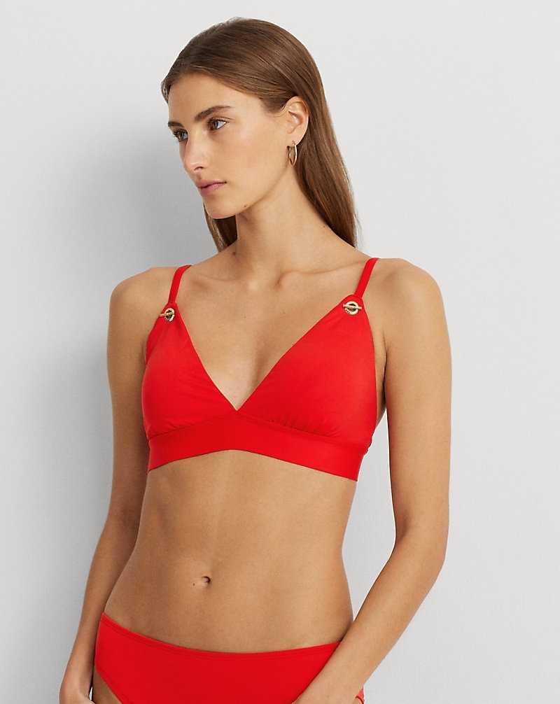 Arriba De Bikini Ralph Lauren Toggle V-Neck Mujer Rojos | YVOWXLH-86 - vista 1