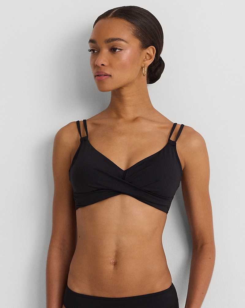 Arriba De Bikini Ralph Lauren Twist-Front Mujer Negros | VRKLWAJ-92 - vista 3