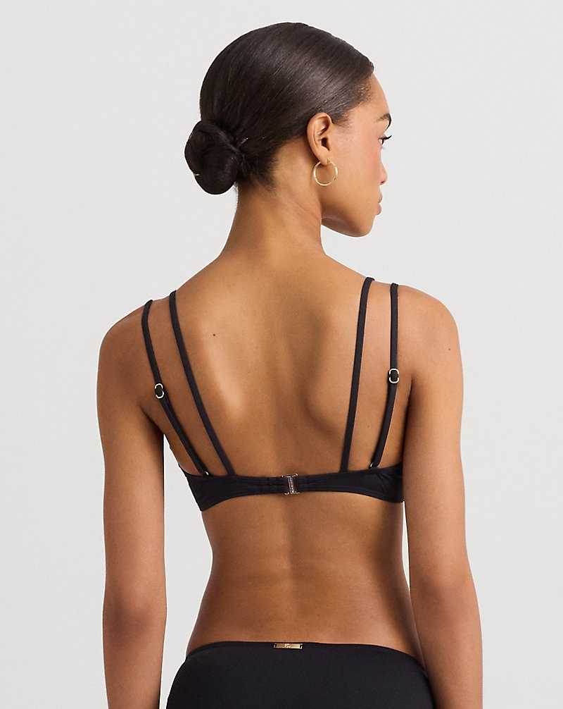 Arriba De Bikini Ralph Lauren Twist-Front Mujer Negros | VRKLWAJ-92 - vista 4